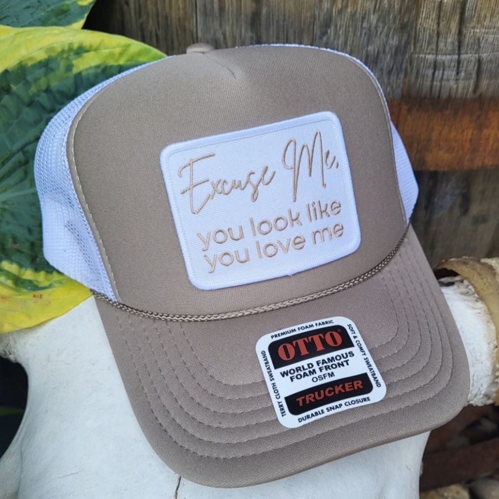 Excuse Me, You Look Like You Love Trucker Hat, Otto, Khaki